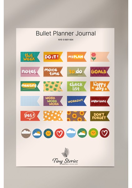 Bullet Journal Sticker Seti - 6 Sayfa / Ajanda, Scrapbook, Journal fırsatları