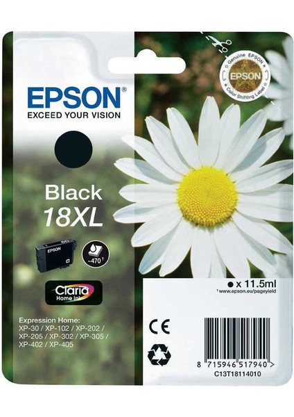 18XL-T1811-C13T18114020 Siyah Orijinal Kartuş