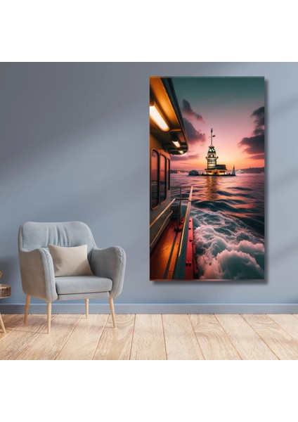 Hd Digital Baskı Kız Kulesi Deniz ve Vapur Manzaralı Kanvas Duvar Tablosu fiyatları