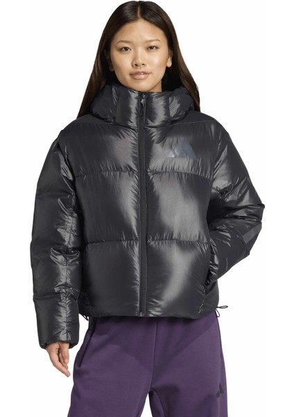 JL6907 W Z.n.e. Puffer Siyah Düz Kadın Mont fiyatları