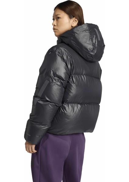 JL6907 W Z.n.e. Puffer Siyah Düz Kadın Mont