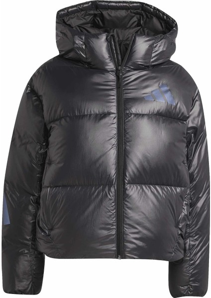 JL6907 W Z.n.e. Puffer Siyah Düz Kadın Mont