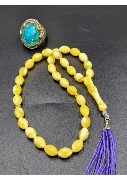 Hareli Sarı Beyrut Arpa Kesim Alpaka Mor Püsküllü Tespih fiyatları