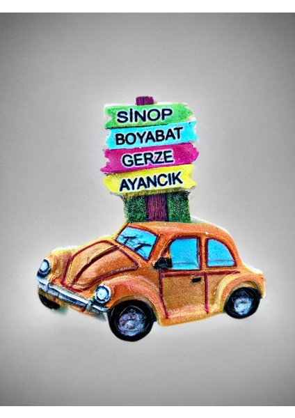 Sinop Boyabat Gerze Ayancık Temalı Kabartmalı Polyester Magnet Buzdolabı Süsü 7cm x 7cm (KOD:978)