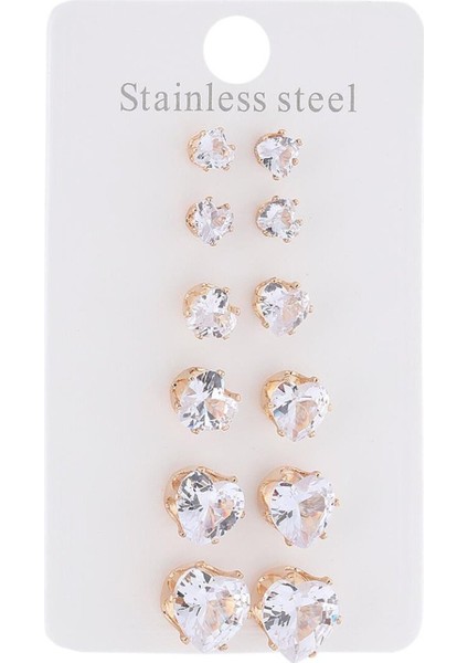 Çelik Set Küpe Gold