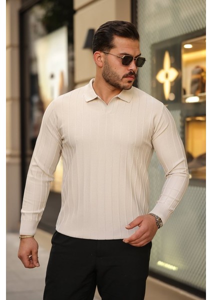 Erkek Çizgi Kabartmalı Uzun Kollu Triko fiyatları