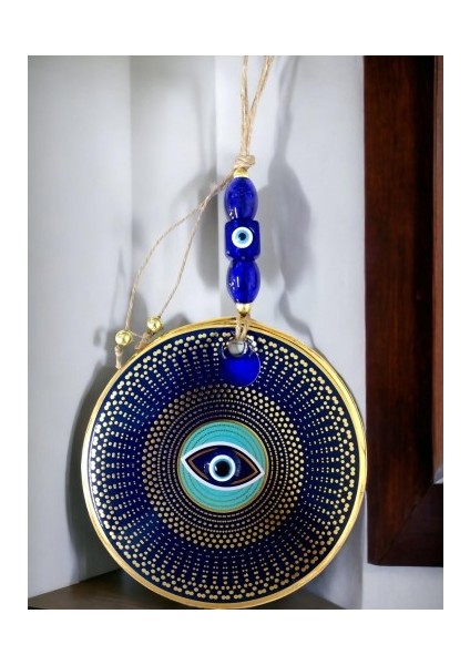 Gold Puantiyeli Nazar Boncuklu Göz Duvar Süsü Cam Duvar Dekoru fiyatları