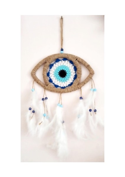 Göz Model Nazar Boncuğu Motifli Kuş Tüylü El Yapımı Düş Kapanı Duvar Dekoru modelleri