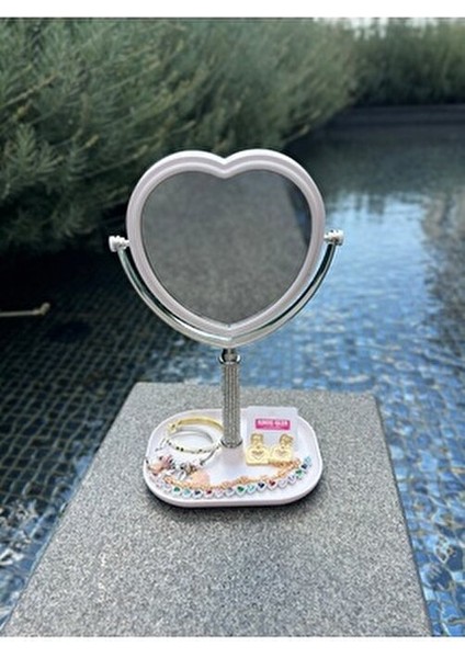 Kalp Şeklinde Taşlı Masa Aynası fiyatları