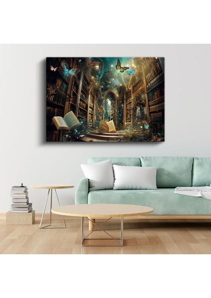 Bilgeliğin Büyüsü - Uçuşan Kitapların Sırrı Kanvas Tablo