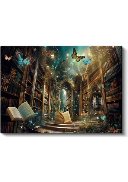 Bilgeliğin Büyüsü - Uçuşan Kitapların Sırrı Kanvas Tablo fiyatları