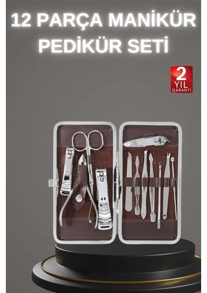 12 Parça Paslanmaz Çelik Kompakt ve Taşınabilir Manikür Makası Tırnak Makası - F666K819-U95 fiyatları