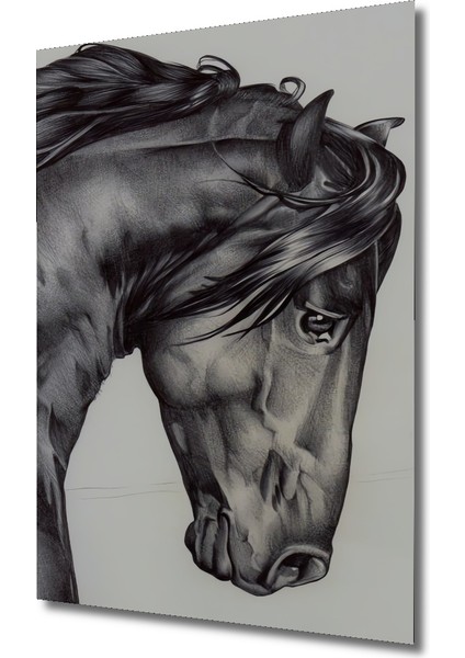 Kara Kalem Görünümlü At Ahşap Dekoratif Tablo Dikdörtgen Tablo modelleri