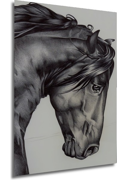 Kara Kalem Görünümlü At Ahşap Dekoratif Tablo Dikdörtgen Tablo fırsatları