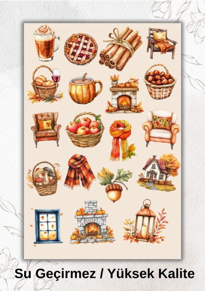 Sonbahar Temalı, Turuncu , Sticker Ajanda Bullet Journal YRM0012