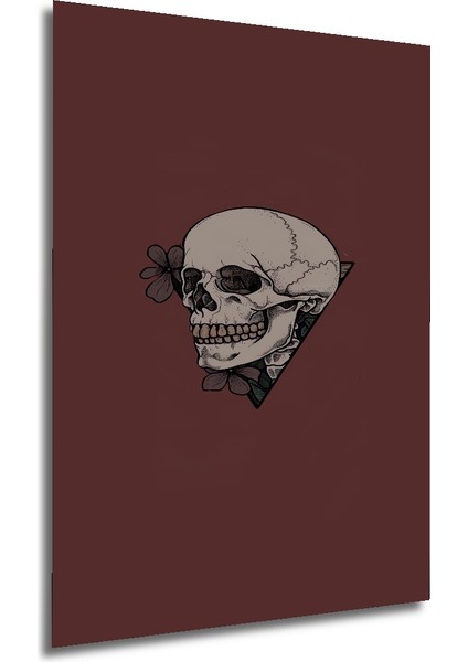 Kafatası Çiçek Desenli Nokta Sanat Ahşap Dekoratif Tablo Dikdörtgen Tablo fırsatları