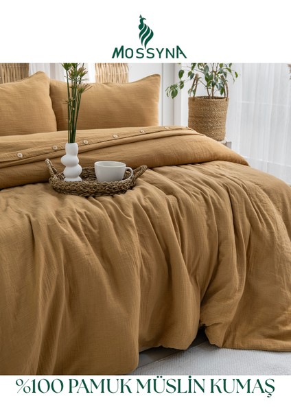 %100 Pamuk Müslin Çift Kişilik Nevresim Takımı - Boncuk Silikon Yastık Hediyeli (2 Adet) fiyatları