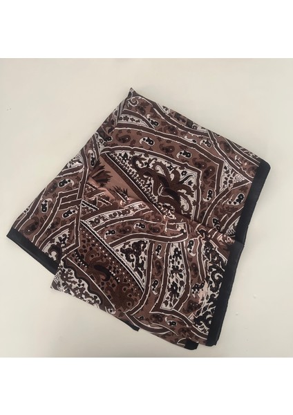 70X180 Kahverengi Desenli Saten Şal Fular fiyatları