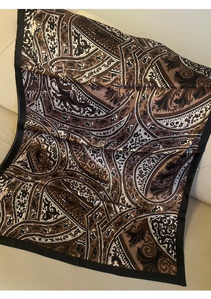 70X180 Kahverengi Desenli Saten Şal Fular fırsatları