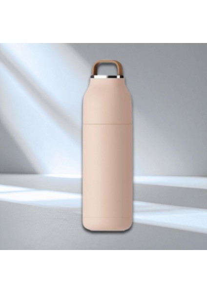 Paslanmaz Çelik Bardak Kapaklı, Tutacaklı, Mat Gövdeli Termos 400 ml