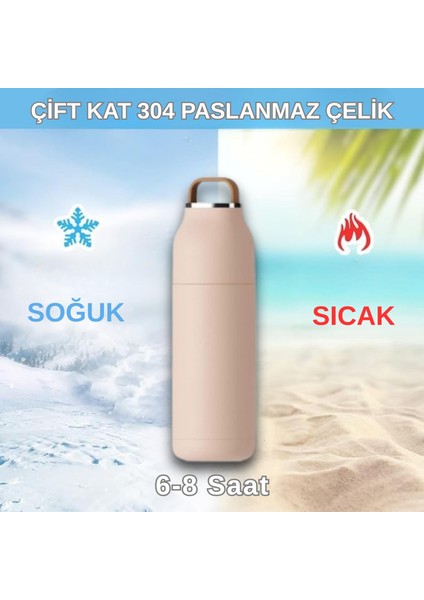 Paslanmaz Çelik Bardak Kapaklı, Tutacaklı, Mat Gövdeli Termos 400 ml fiyatları