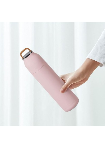 Paslanmaz Çelik Bardak Kapaklı, Tutacaklı, Mat Gövdeli Termos 400 ml