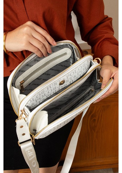 Orijinal Just Polo Collection 5 Bölmeli Lüks Yumuşak Deri Ayarlanabilir Çapraz Askılı Omuz Çantası fırsatları