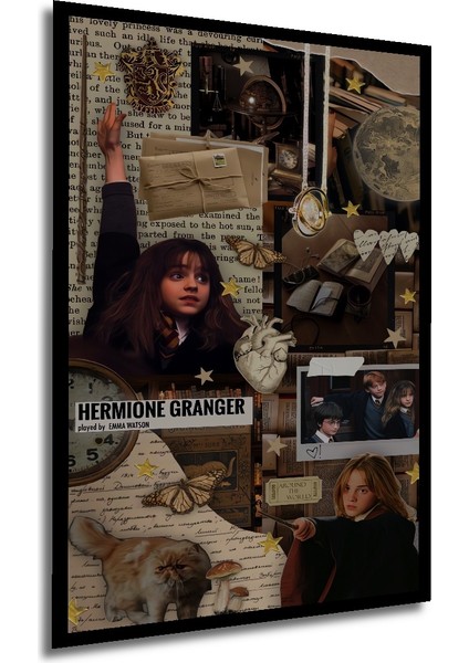 Hermione Granger Sihirli Ruh Hali Yağlı Boya Görünümlü Dekoratif Ahşap Tablo Dikdörtgen Tablo