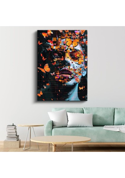 Dijital Metamorfoz - Kelebekler ve Parçalanmış Gerçeklik Kanvas Tablo