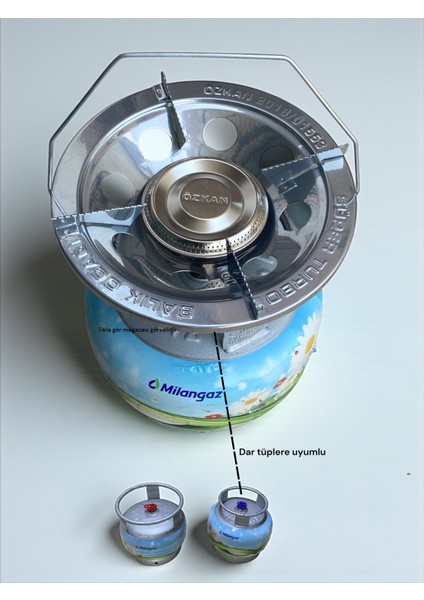 Piknik tüp başlığı Büyük Boy Balık Ocak Her Marka Dar Tüpe Uyumlu Küçük Tüp Başlığı