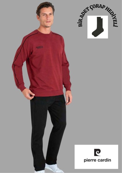 Mevsimlik Şeritli Bisiklet Yaka Eşofman Takımı THCLVR14PCVR