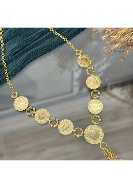 22 Ayar Dorikalı 6 Çeyrek-1 Yarım Altınlı Kolye