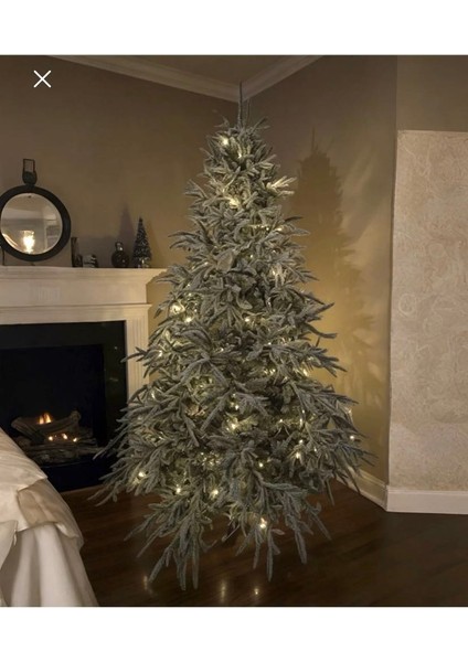 Yılbaşı Ağacı Lüks Kendinden Karlı ve LED Işıklı 240 cm 1560 Dal 850 LED