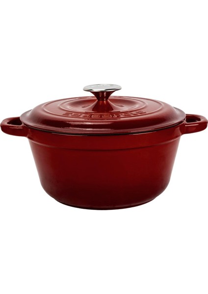 Döküm Yuvarlak Tencere Döküm Demir Kapak New Heritage Serisi ÇAP(Ø)26CM.-BORDO