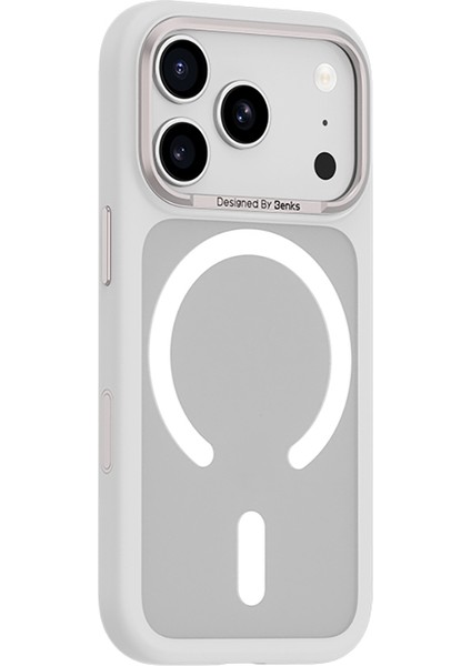 iPhone 17 Pro Uyumlu Kılıf M-Safe Şarj Özellikli Benks Mist C-Magnet Kapak Beyaz modelleri