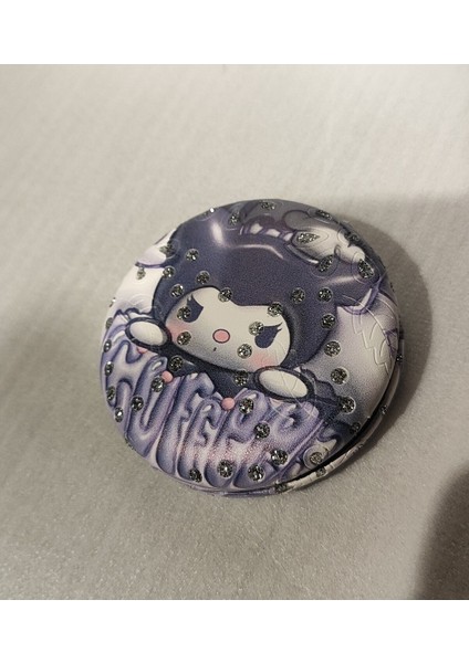 Sanrio Kuromi Figürlü Taşlı Cep Aynası