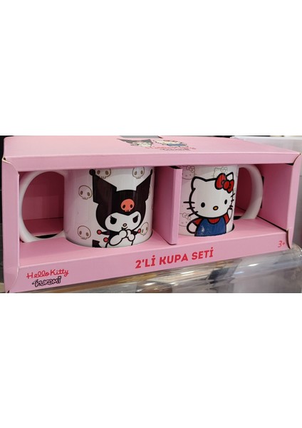2 Li Kutu Kuromi ve Hello Kitty Porselen Kupa Bardak