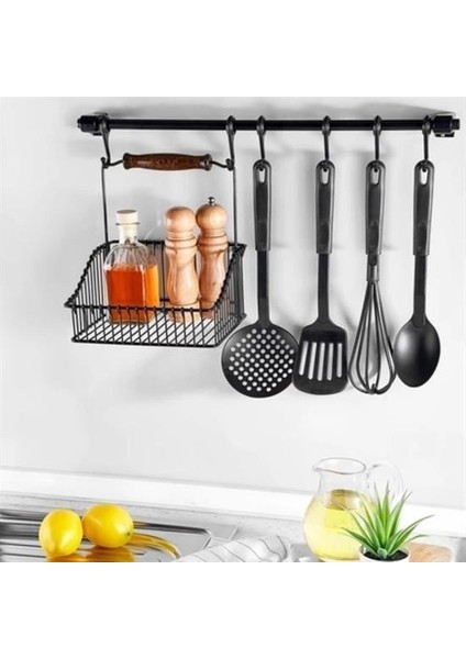 Buffer® Ferforje Askılı Siyah Ahşap Kulplu Düzenleyici Mutfak Sepeti fiyatları