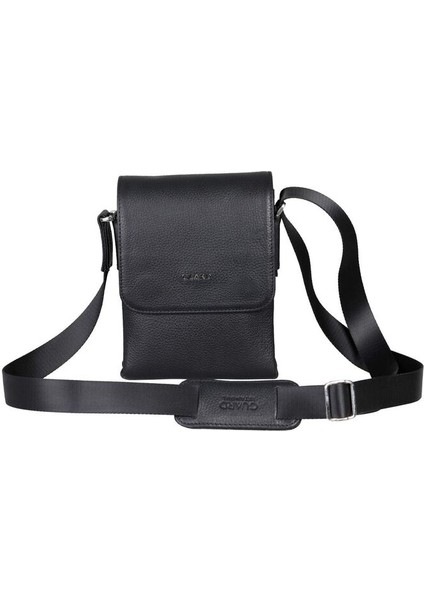Guard Siyah Deri Çok Bölmeli Omuz Çantası