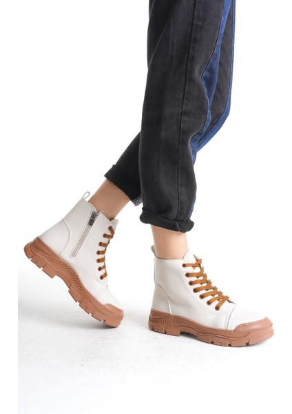 Bıanca Bağcıklı Fermuarlı Ortopedik Taban Suya ve Soğuğa Dayanıklı Cilt Kadın Spor Bot Tt Krem fiyatları