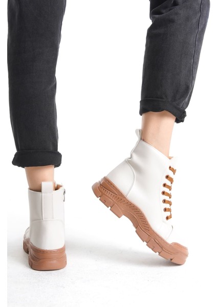 Bıanca Bağcıklı Fermuarlı Ortopedik Taban Suya ve Soğuğa Dayanıklı Cilt Kadın Spor Bot Tt Krem fırsatları