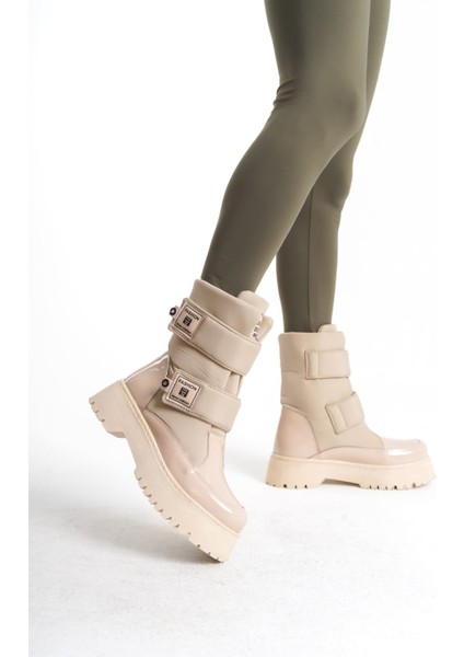 Lumı Cırt Cırtlı Suya ve Soğuğa Dayanıklı Paraşüt Kumaş Rugan Kadın Bot Kt Krem modelleri