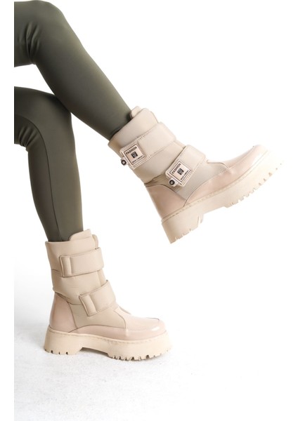 Lumı Cırt Cırtlı Suya ve Soğuğa Dayanıklı Paraşüt Kumaş Rugan Kadın Bot Kt Krem fırsatları