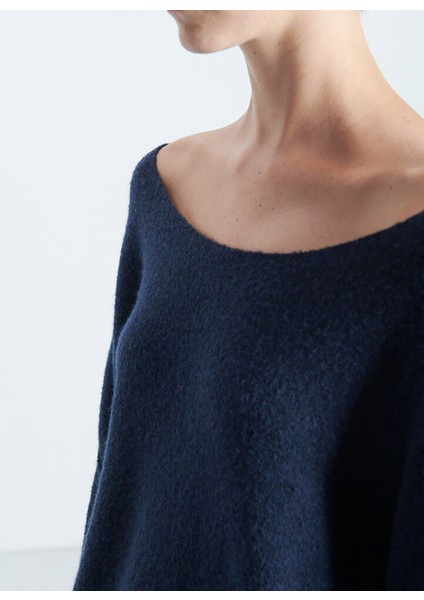 Kayık Yaka Standart Lacivert Kadın Kazak DAM225H25NBCN fırsatları