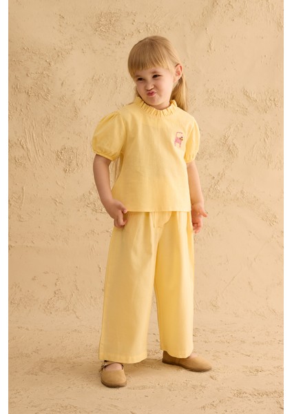 Pamuk Balon Kollu Gömlek Sarı