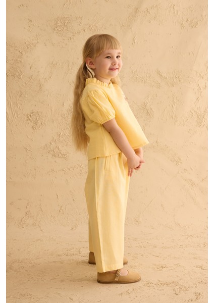 Pamuk Balon Kollu Gömlek Sarı fırsatları