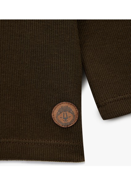 Pamuklu Düğmeli Uzun Reglan Kollu Bisiklet Yaka Sweatshirt fırsatları