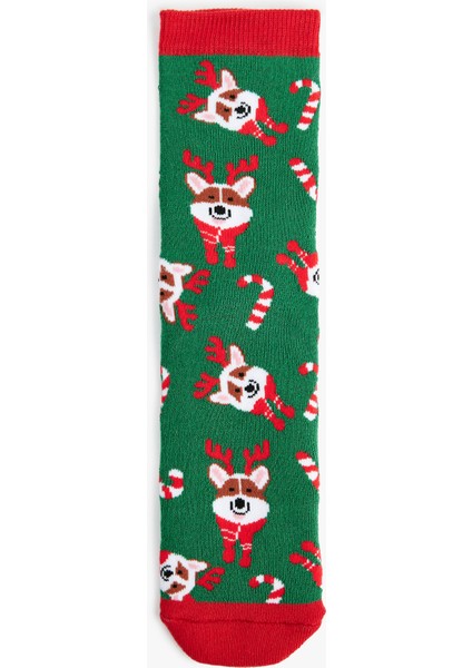 Yılbaşı Temalı Pamuklu Soket Havlu Çorap