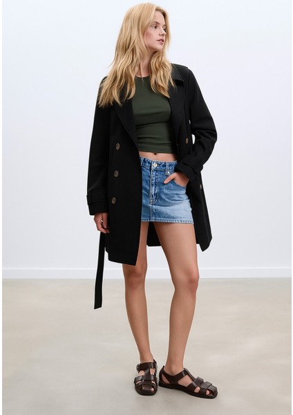 Kemerli Premium Normal Kesim Trençkot fiyatları