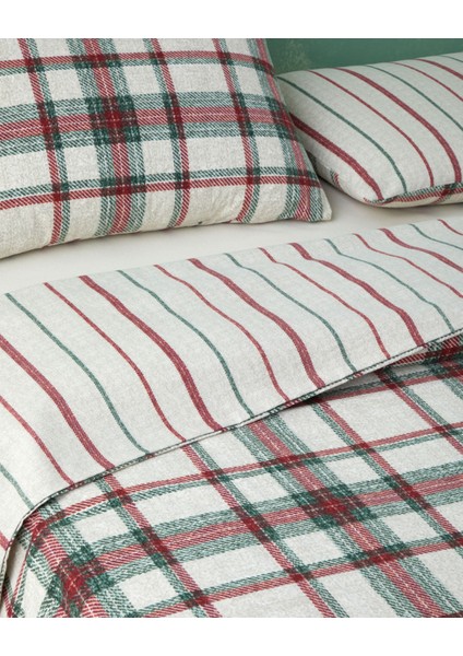 Winter Check Flanel Çift Kişilik Nevresim Takımı 200X220 cm Yeşil – Kırmızı fırsatları